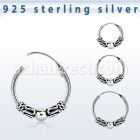 phoxa 925 silver bali style black oxidized hoop earrings