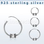 phoxe 925 silver balinese design black oxidized hoop earrings