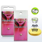 pkml8 piercing labret falso magnetico plata 925 4mm logo dados fondo verde bandeja magnetica dorada 1 pieza distribuidor mayorista