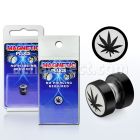 pkmp39 plug falso magnetico acero quirurgico anodizado negro logo marihuana 8mm 1 pieza al por mayor