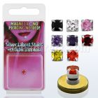 pkmz3m piercing labret falso magnetico plata 925 3mm zirconia redonda bandeja magnetica dorada 1 pieza distribuidor mayorista