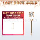 rbzm12 piercing nariz hueso oro rosa 14 kts 0 6mm zirconia redonda clara 1 25mm distribuidor mayorista