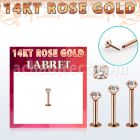 rlbz labret oro rosa 14 kts rosca presion zirconia clara 3mm distribuidor