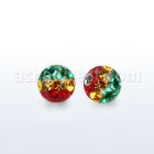 rmfr6 bola 6mm multi cristal ferido rayas color rasta rosca al por mayor
