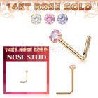 rnsczm15 14k rose gold nose stud 22g round color cz