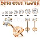 rprz one pair rose gold plated silver ear studs cz