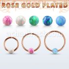 rsselo22 aro continuo plata 925 oro rosa 0 6mm bola opalo 3mm al por mayor