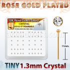 rsy6xc caja display piercing nariz doblar tu mismo plata esterlina 925 0 6mm oro rosa cristal claro 1 25mm mayorista
