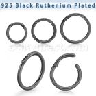rusegh18 black ruthenium silver hinged segment ring 18g