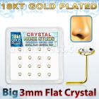 sfbrg16c caja 16 piercing nariz l plata esterlina 925 0 6mm oro 18 kts cristal claro extra plano 3mm mayorista