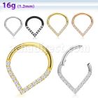 sgsh15 316l steel hinged segment ring round cz pear shape