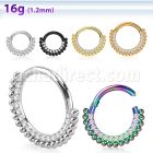 sgsh18 316l steel hinged segment ring cz chain balls