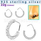silver nose stud w clear crystal curved top