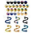 spet2c espiral ceja acero quirurgico anodizado bolas 3mm joya cristal bisel mayorista