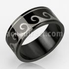 srb40 anillo acero inoxidable anodizado negro olas oceano mayorista