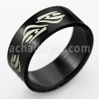 srb59 anillo acero inoxidable anodizado negro tribal ola gruso mayorista