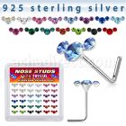 sxcuam36 silver nose studs 22g crystals curved colors 36
