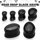 tgsf black agate double flare saddle plug teardrop shape