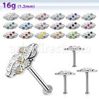 tlb40 labret tragus acero 316l base redonda 2 5mm tragus piercing hoja tres cristal la esta plata al por mayor