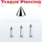 tlbcn25 labret tragus acero 316l base redonda 2 5mm tragus piercing cono 2 5mm mayorista
