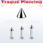 tlbcn3 labret tragus acero 316l base redonda 2 5mm tragus piercing cono 3mm distribuidor mayorista
