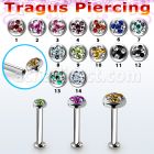 tlbifrd piercing labret tragus acero 316l rosca interna base redonda 2 5mm 3 5mm multi cristal ferido tri estrella medio venta