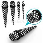 tpacr expansor acrilico negro cuadros negros blancos impresos anillos goma dobles venta