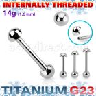 ubbinhb5 titanium g23 barbell 14g half ball top internal