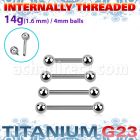 ubbnpsin titanium g23 nipple barbell 4mm internally threaded