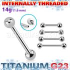 ubbnpsin titanium g23 nipple barbell 4mm internally threaded