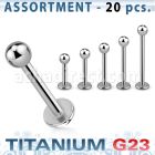 ublk03 surtido piercings 20 labrets titanio g23 bolas 3mm mayorista