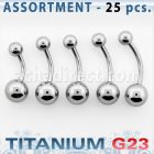 ublk196 surtido piercings 25 piercings ombligo titanio g23 bolas 5 8mm al por mayor