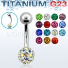 ubnfr6 piercing ombligo titanio g23 bola titanio 5mm bola multi cristal ferido 6mm distribuidor