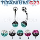 ubnfr6e piercing ombligo titanio g23 bola titanio 5mm bola 6mm multi cristal ferido colores mayorista
