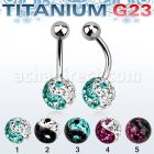 ubnfr8y piercing ombligo titanio g23 bola titanio 5mm bola multi cristal ferido 8mm ying yang mayorista