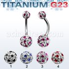 ubnfrga piercing ombligo titanio g23 bolas 5 8mm multi cristal ferido puntos mayorista