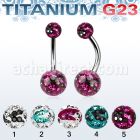 ubnfrgc piercing ombligo titanio g23 bolas 5mm 8mm multi cristal rayas cebra venta