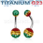 ubnfrgr piercing ombligo titanio g23 bolas multi cristal ferido 5mm 8mm rayas color rasta venta