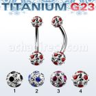 ubnfrsa piercing ombligo titanio g23 bolas 5 6mm multi cristal ferido puntos mayorista