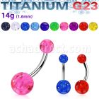 ubngt piercing ombligo titanio g23 bolas acrilicas glitter 5 8mm distribuidor