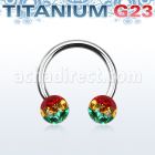 ucbfr6r barbell circular titanio g23 bolas multi cristal 6mm rayas color rasta venta