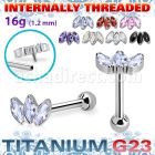 uhein23 titanium barbell three prong marquise ball internal
