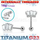uhein26 titanium g23 barbell three baguette cz ball internal