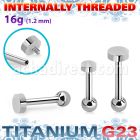 uhein2 titanium g23 internally threaded barbell 3mm 4mm flat