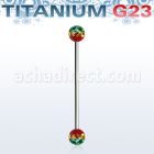 uinfr5r barbell industrial titanio g23 bolas multi cristal ferido 5mm rayas colores rasta al por mayor