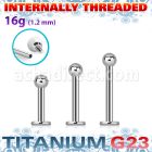 ulbb25i titanium g23 internal labret ball