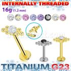 ulbin21 titanium labret six balls cluster bezel cz internal