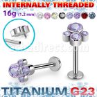 ulbin22 titanium g23 labret four bezel cz cluster internal