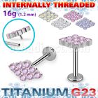 ulbin25 titanium g23 labret cz diamond shape cnc internal