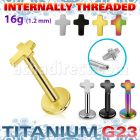 ulbin4 titanium g23 internally threaded labret 3mmby4mm flat